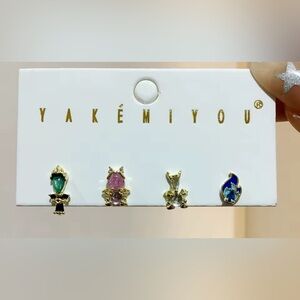 14K Gold Disney Villains Hades Hercules Theme Earring Set Mismatch Asymmetrical